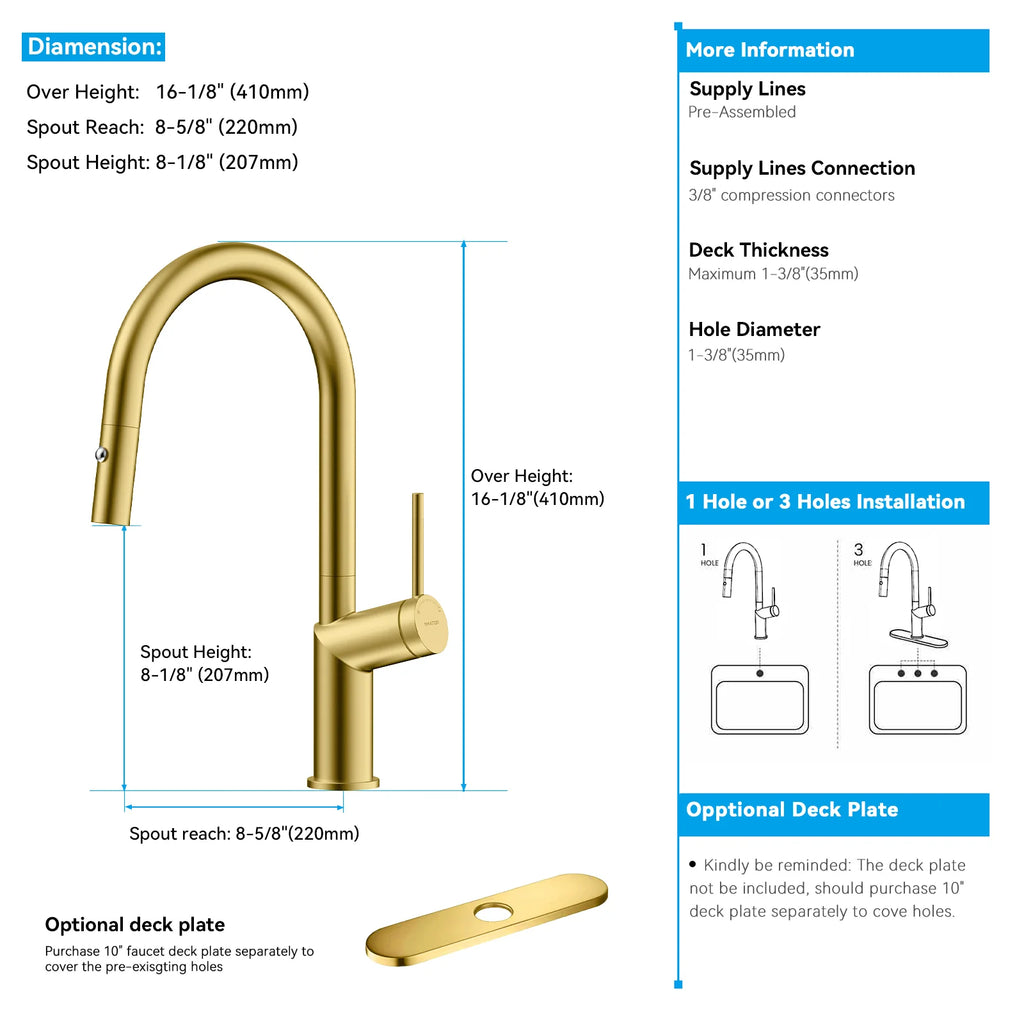 Minimalist High-Arc Pull-Down Kitchen Faucet – 360° Swivel Spot-Free Finish – KF1097