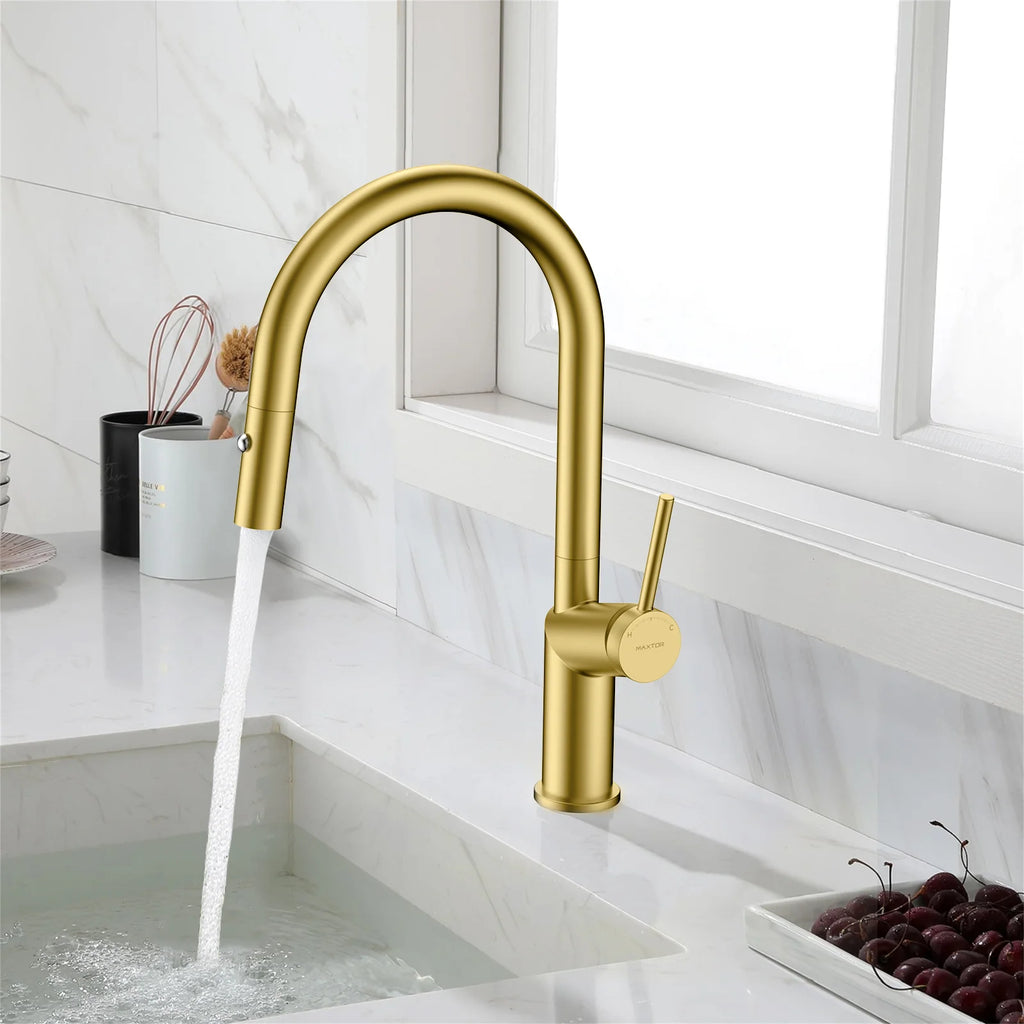 Minimalist High-Arc Pull-Down Kitchen Faucet – 360° Swivel Spot-Free Finish – KF1097