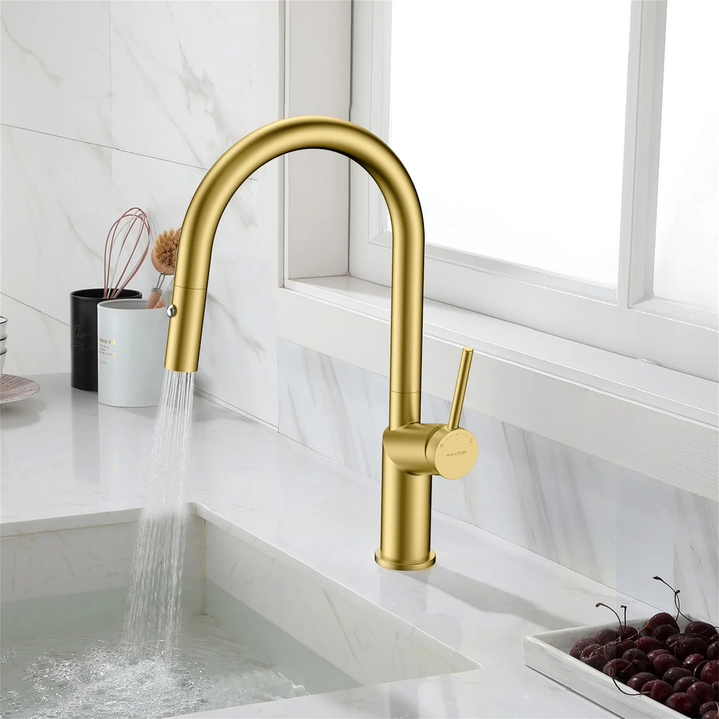 Minimalist High-Arc Pull-Down Kitchen Faucet – 360° Swivel Spot-Free Finish – KF1097