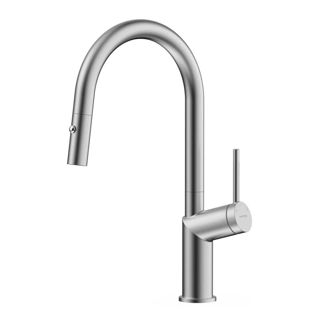Minimalist High-Arc Pull-Down Kitchen Faucet – 360° Swivel Spot-Free Finish – KF1097 Brushed Nickel