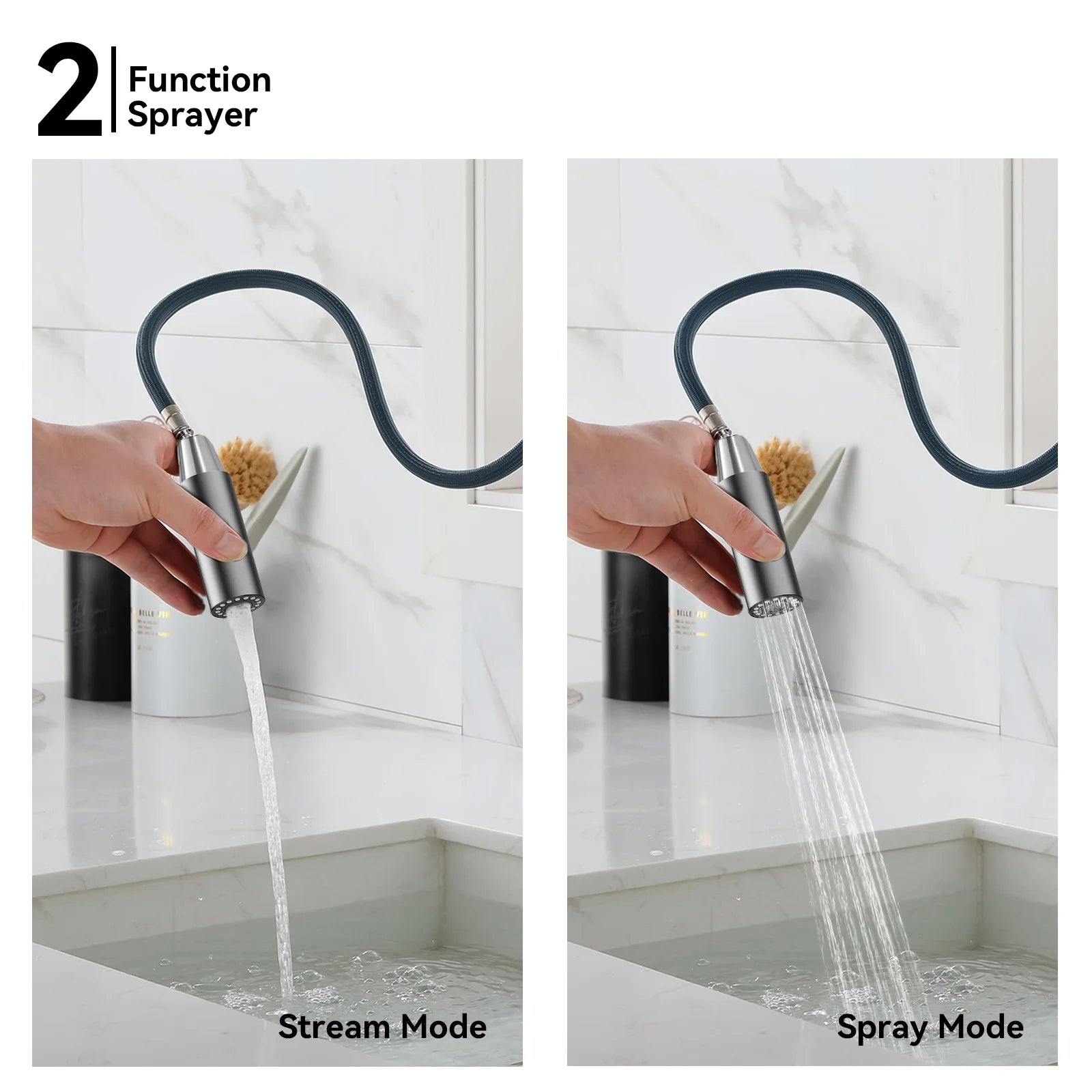 Minimalist High-Arc Pull-Down Kitchen Faucet – 360° Swivel Spot-Free Finish – KF1097