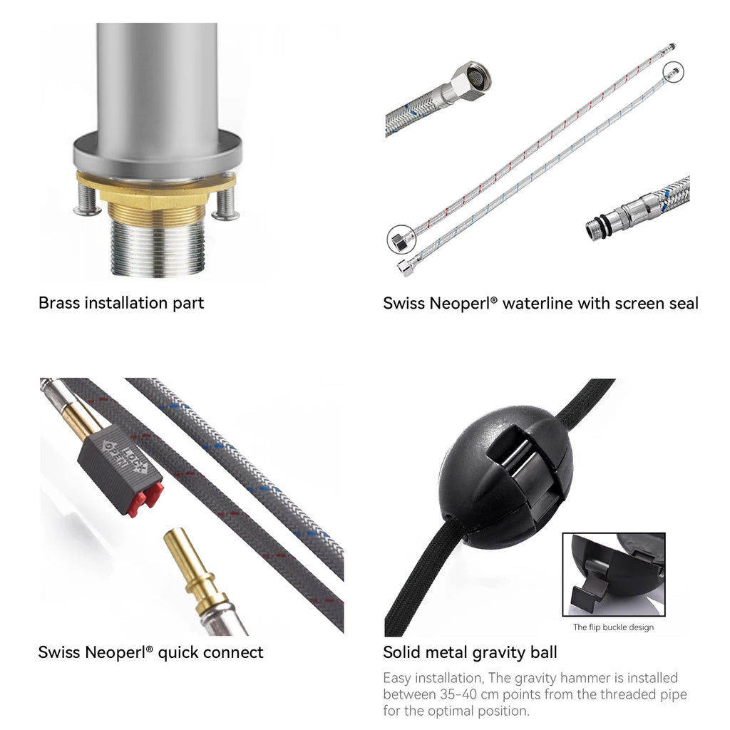 Minimalist High-Arc Pull-Down Kitchen Faucet – 360° Swivel Spot-Free Finish – KF1097