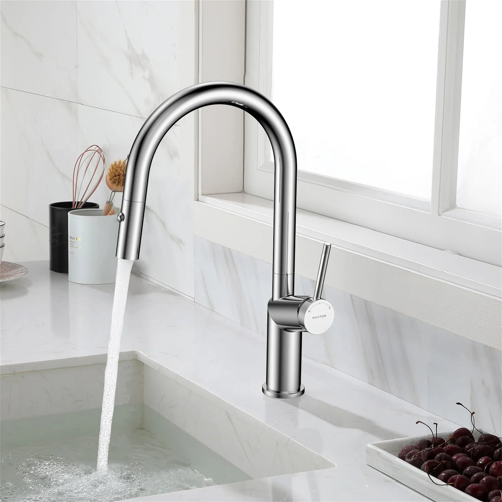 Minimalist High-Arc Pull-Down Kitchen Faucet – 360° Swivel Spot-Free Finish – KF1097