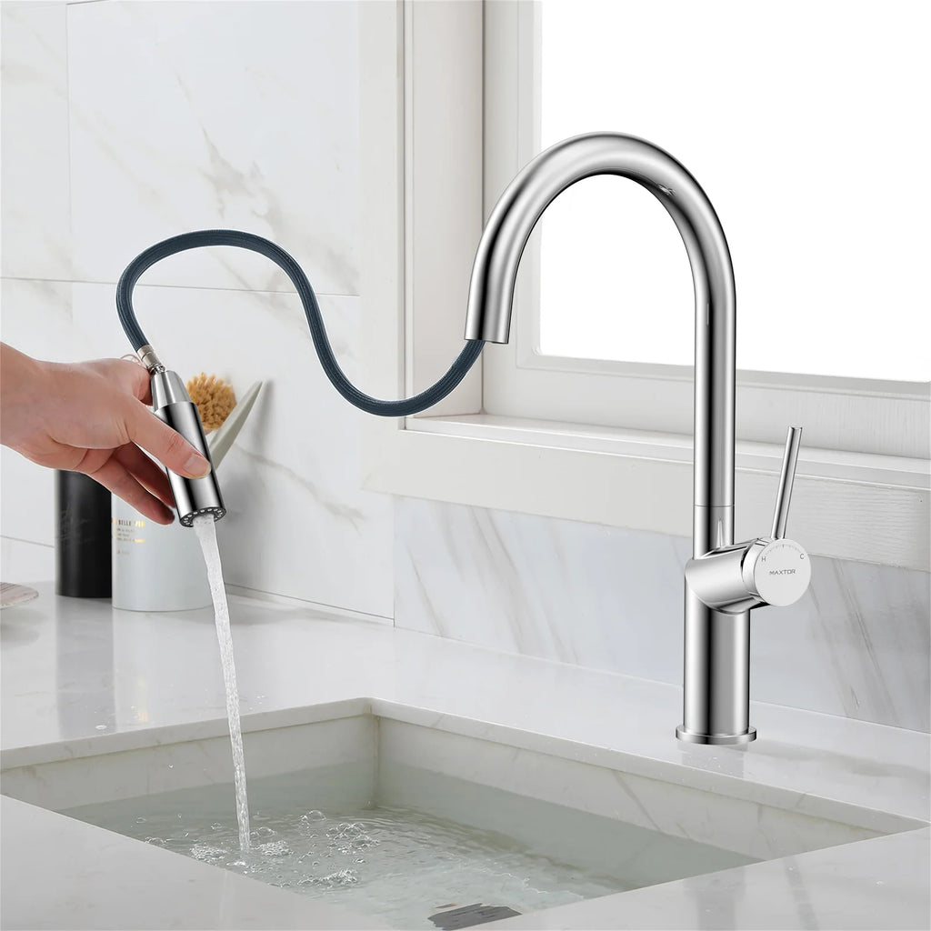 Minimalist High-Arc Pull-Down Kitchen Faucet – 360° Swivel Spot-Free Finish – KF1097