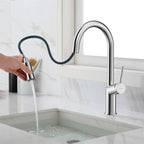 Minimalist High-Arc Pull-Down Kitchen Faucet – 360° Swivel Spot-Free Finish – KF1097