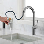 Minimalist High-Arc Pull-Down Kitchen Faucet – 360° Swivel Spot-Free Finish – KF1097