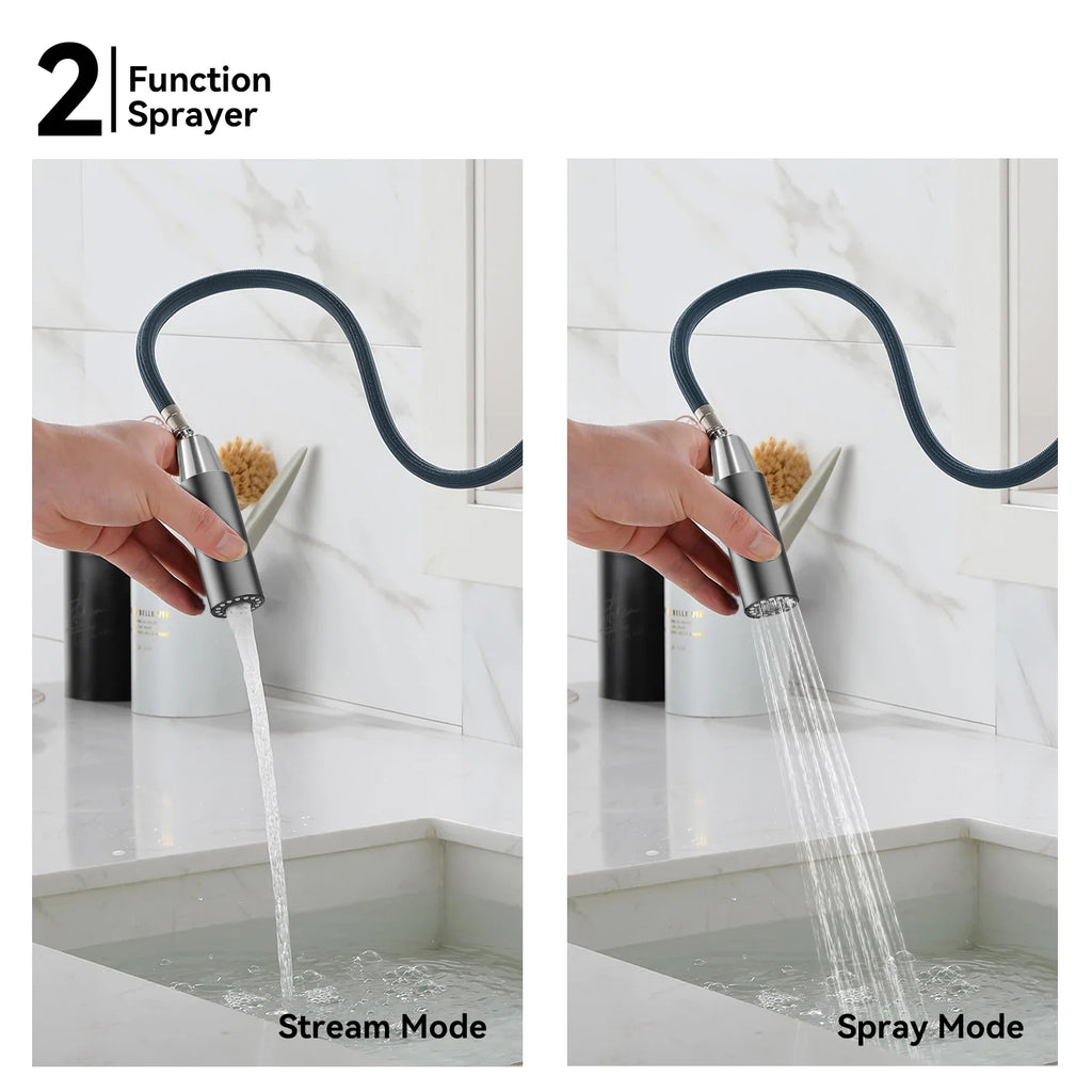 Minimalist High-Arc Pull-Down Kitchen Faucet – 360° Swivel Spot-Free Finish – KF1097