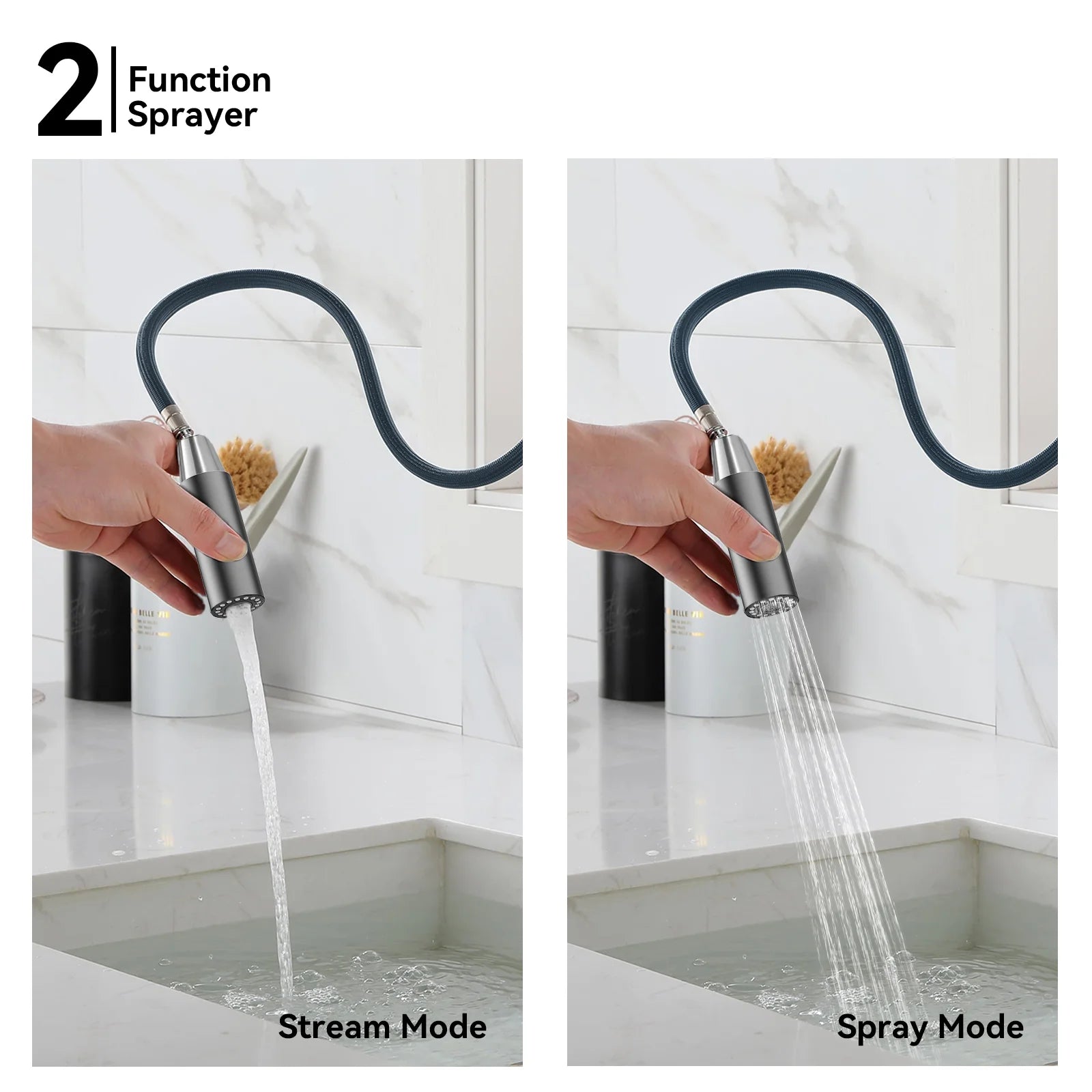 Minimalist High-Arc Pull-Down Kitchen Faucet – 360° Swivel Spot-Free Finish – KF1097