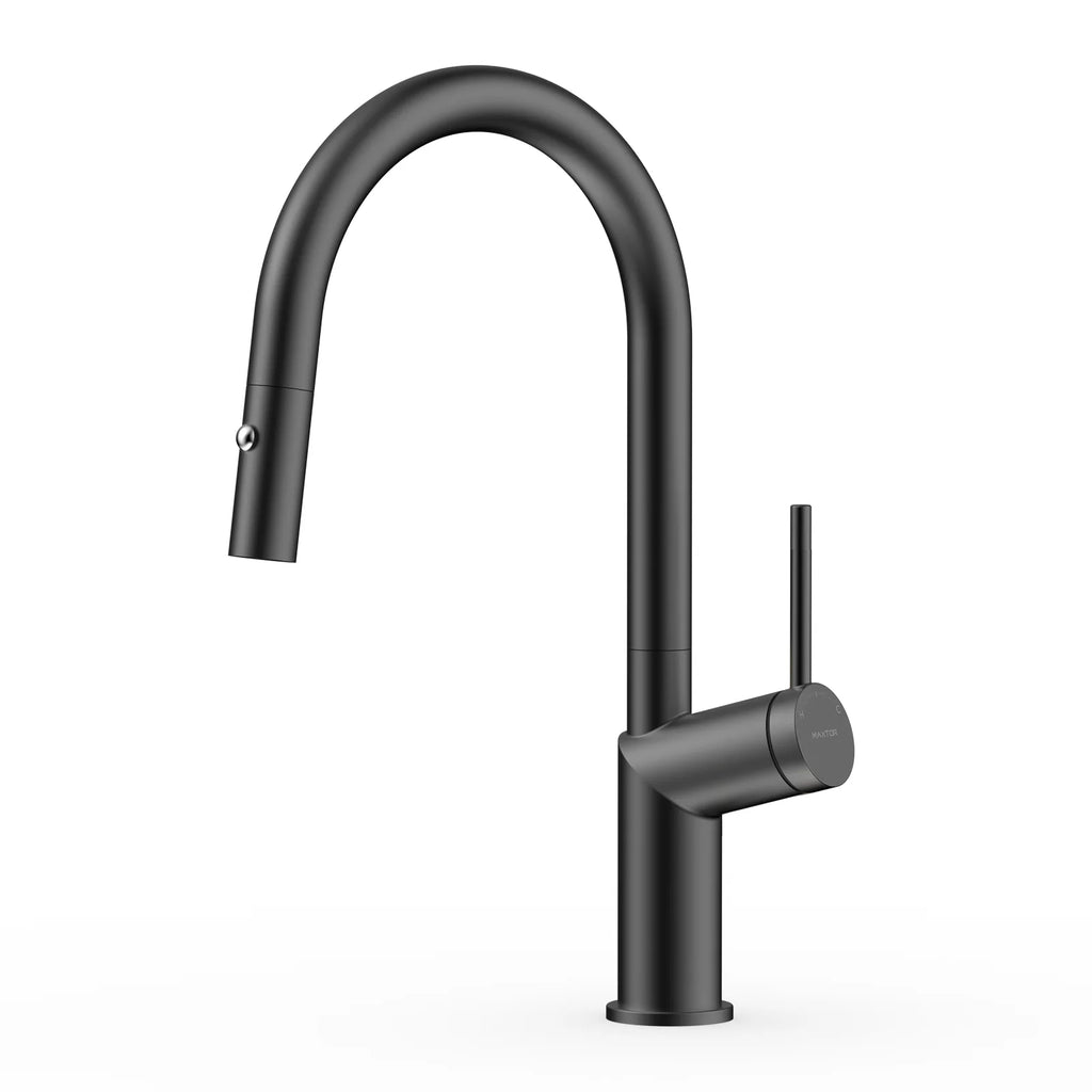 Minimalist High-Arc Pull-Down Kitchen Faucet – 360° Swivel Spot-Free Finish – KF1097 Matte Black