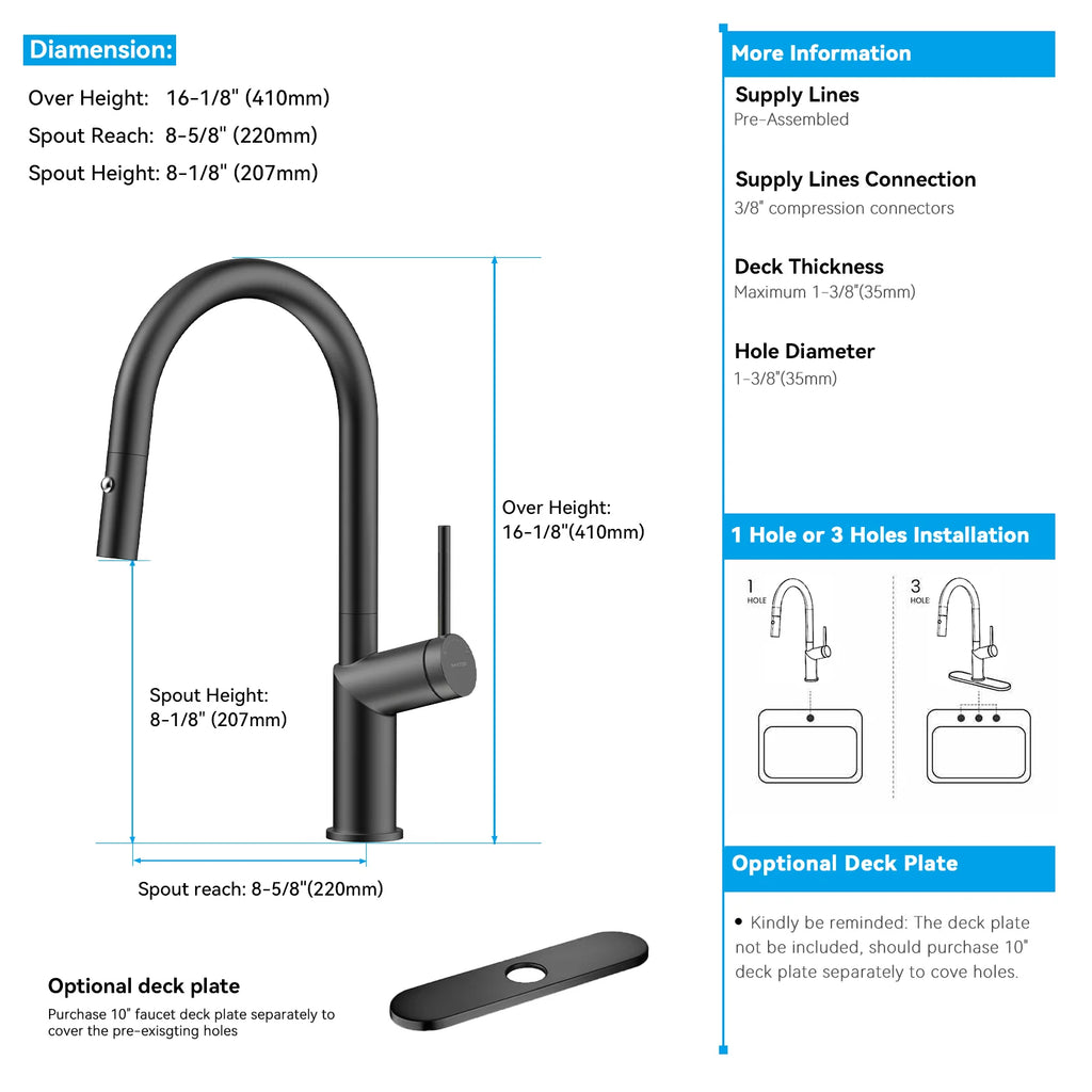 Minimalist High-Arc Pull-Down Kitchen Faucet – 360° Swivel Spot-Free Finish – KF1097