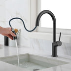 Minimalist High-Arc Pull-Down Kitchen Faucet – 360° Swivel Spot-Free Finish – KF1097