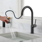 Minimalist High-Arc Pull-Down Kitchen Faucet – 360° Swivel Spot-Free Finish – KF1097