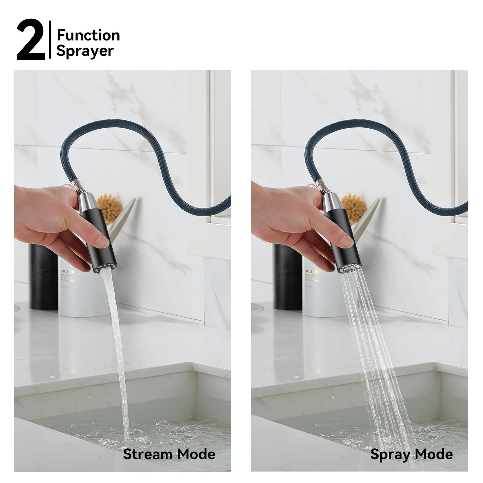 Minimalist High-Arc Pull-Down Kitchen Faucet – 360° Swivel Spot-Free Finish – KF1097