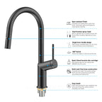 Minimalist High-Arc Pull-Down Kitchen Faucet – 360° Swivel Spot-Free Finish – KF1097