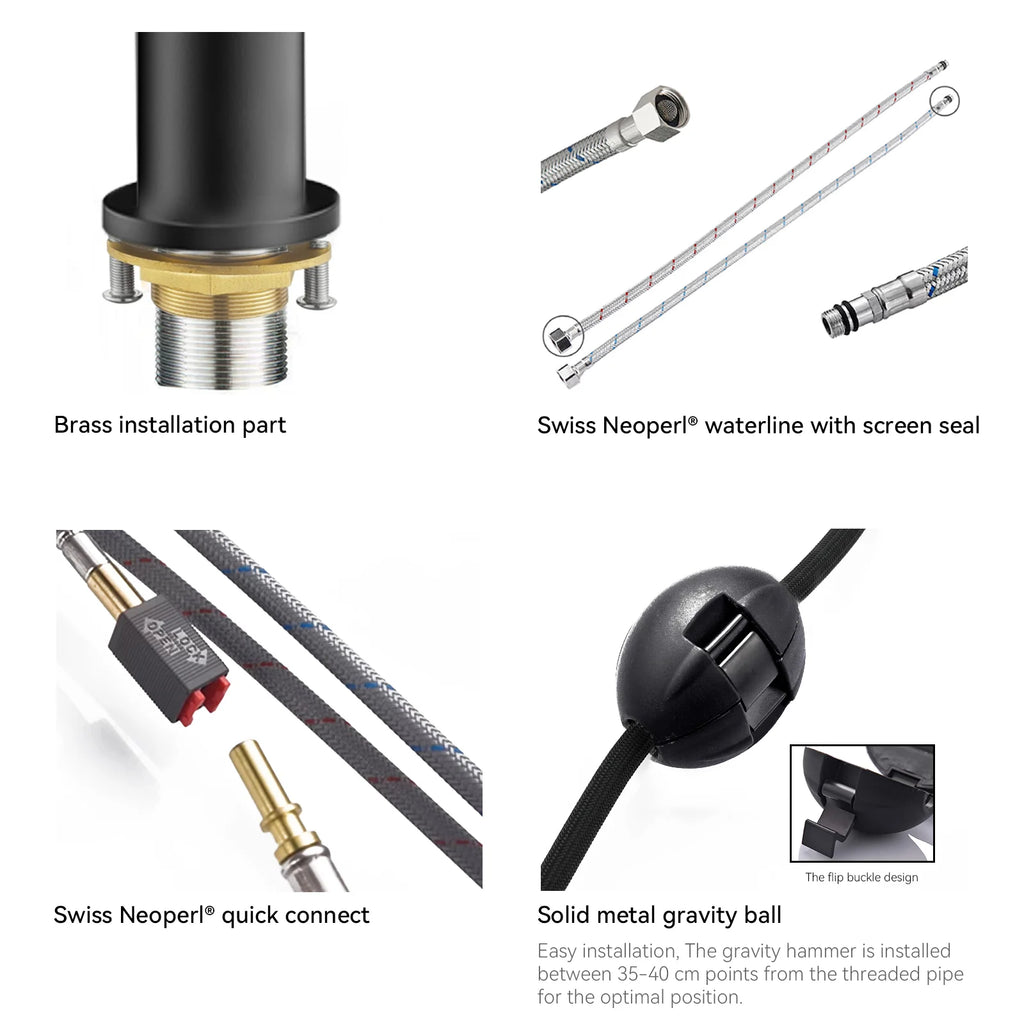 Minimalist High-Arc Pull-Down Kitchen Faucet – 360° Swivel Spot-Free Finish – KF1097