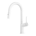 Minimalist High-Arc Pull-Down Kitchen Faucet – 360° Swivel Spot-Free Finish – KF1097 Matte White