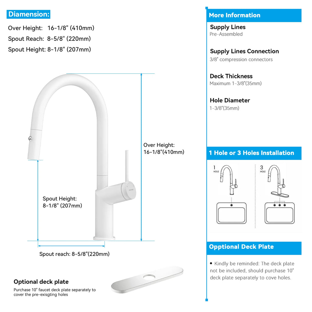 Minimalist High-Arc Pull-Down Kitchen Faucet – 360° Swivel Spot-Free Finish – KF1097