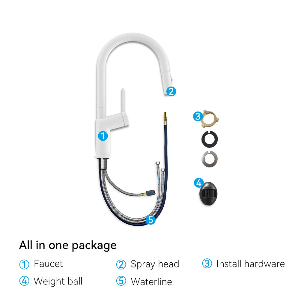 Minimalist High-Arc Pull-Down Kitchen Faucet – 360° Swivel Spot-Free Finish – KF1097