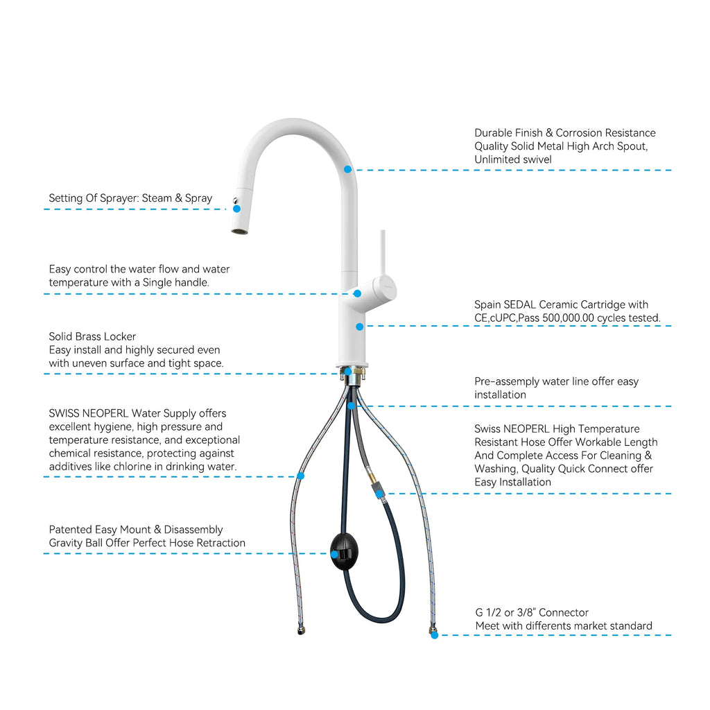Minimalist High-Arc Pull-Down Kitchen Faucet – 360° Swivel Spot-Free Finish – KF1097