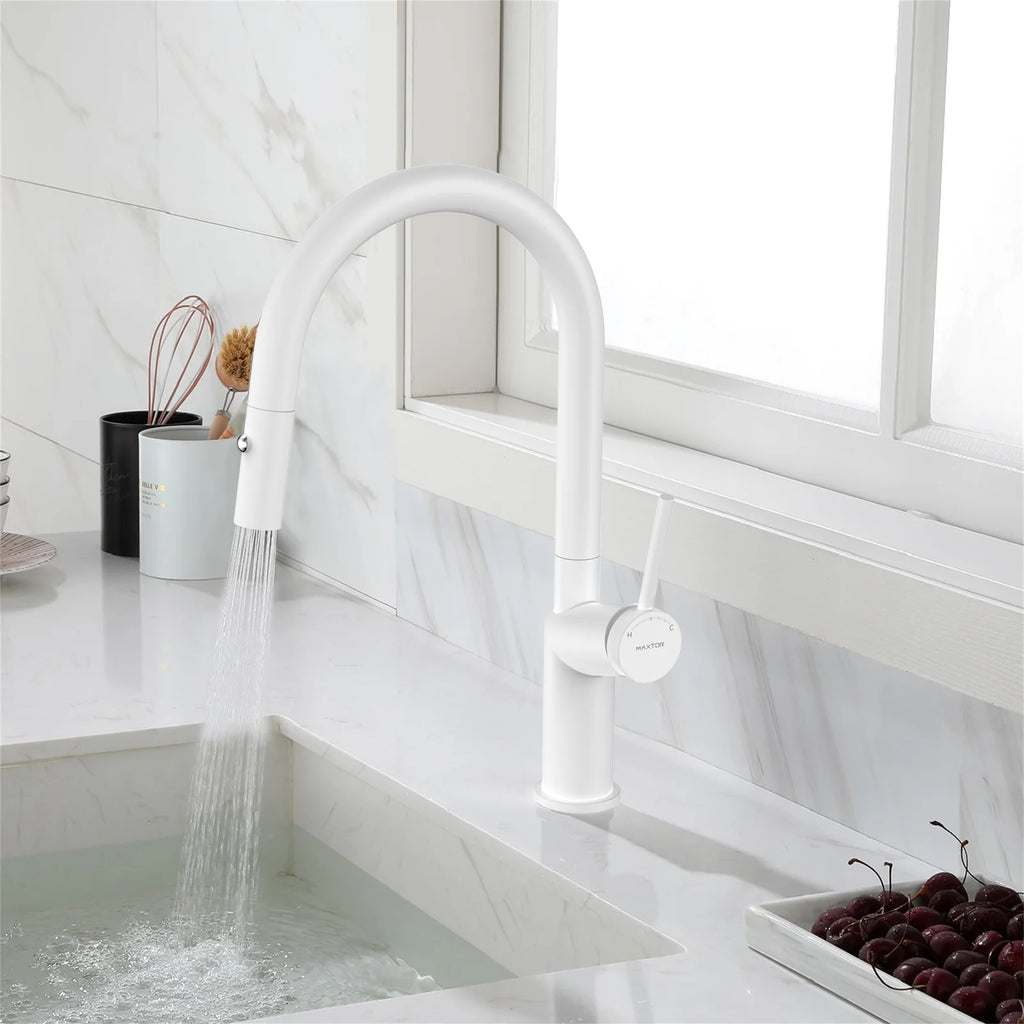 Minimalist High-Arc Pull-Down Kitchen Faucet – 360° Swivel Spot-Free Finish – KF1097