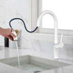 Minimalist High-Arc Pull-Down Kitchen Faucet – 360° Swivel Spot-Free Finish – KF1097