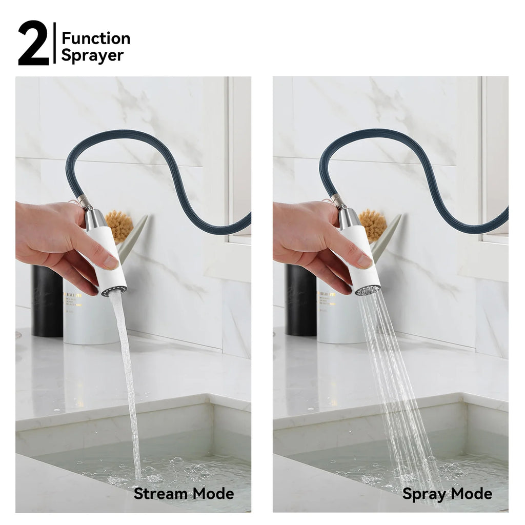 Minimalist High-Arc Pull-Down Kitchen Faucet – 360° Swivel Spot-Free Finish – KF1097