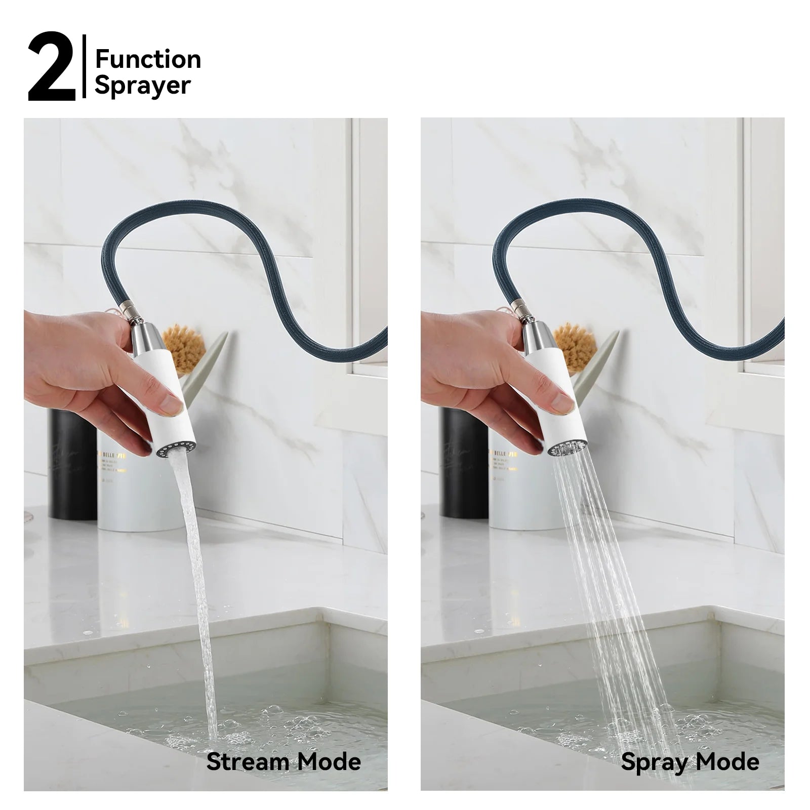 Minimalist High-Arc Pull-Down Kitchen Faucet – 360° Swivel Spot-Free Finish – KF1097