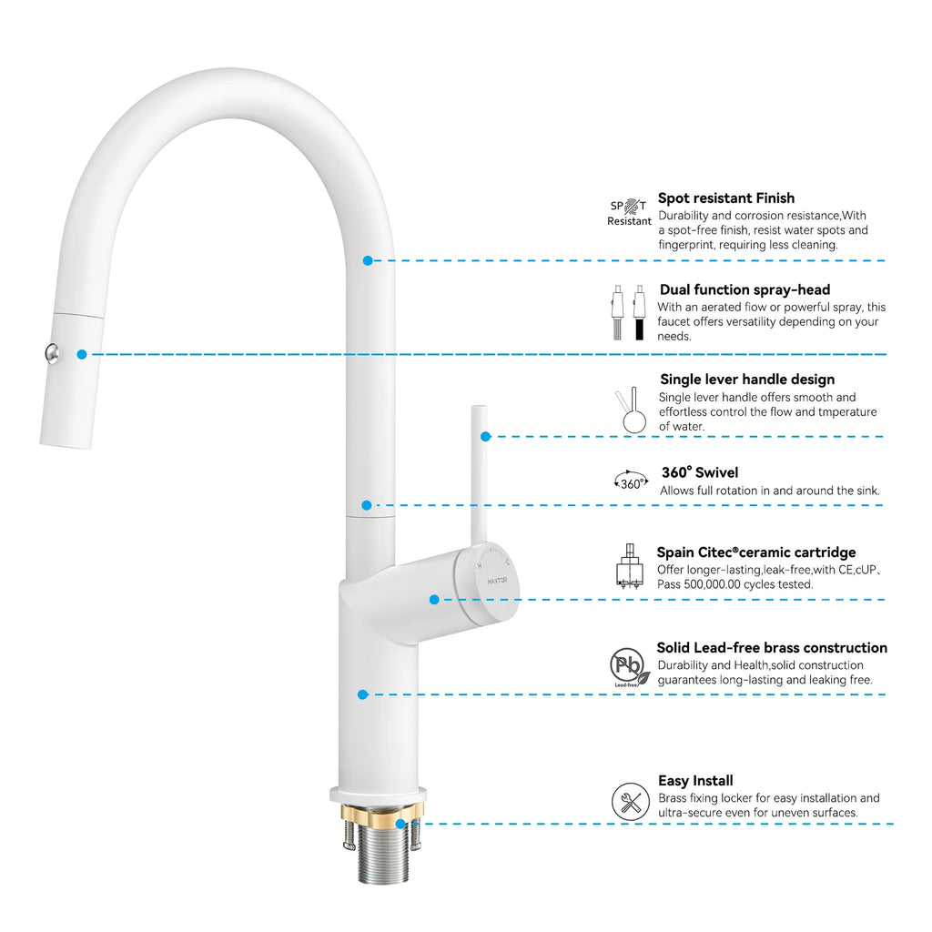 Minimalist High-Arc Pull-Down Kitchen Faucet – 360° Swivel Spot-Free Finish – KF1097