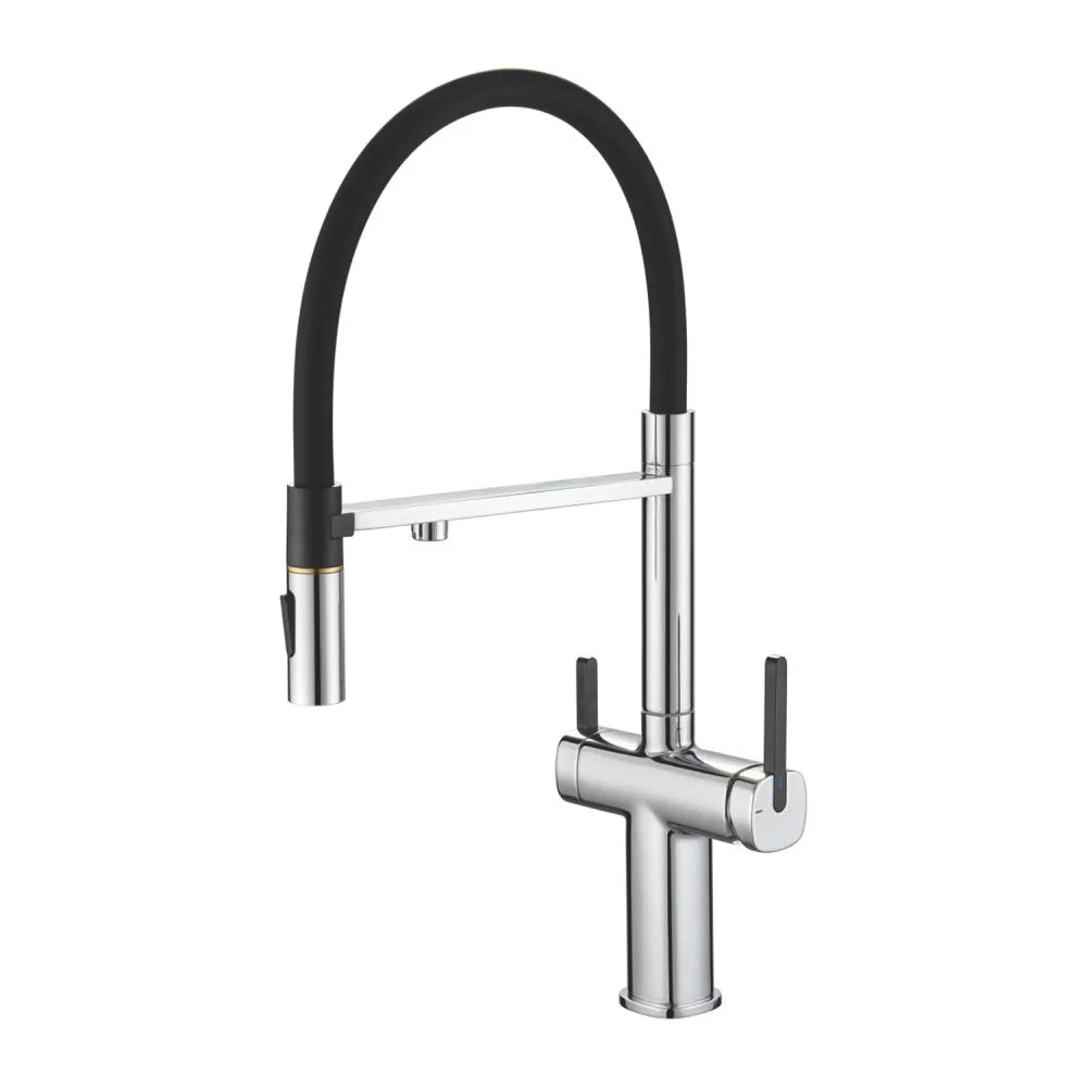 Dual-Output Pull-Out Kitchen Faucet – Filtered Water Tap, 360° Swivel Spray Head – KFB1098 Chrome