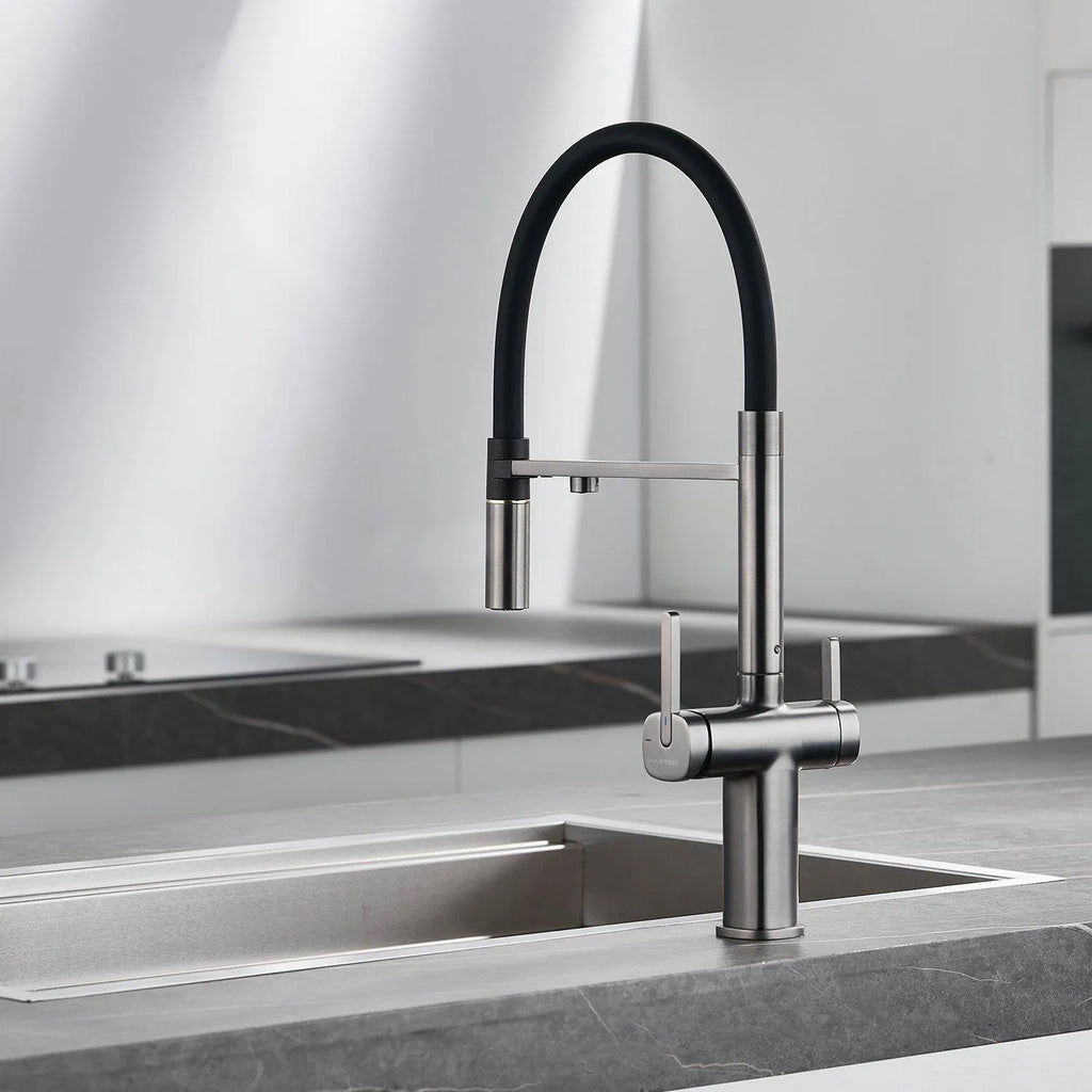 Dual-Output Pull-Out Kitchen Faucet – Filtered Water Tap, 360° Swivel Spray Head – KFB1098