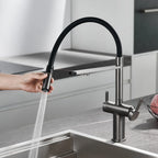 Dual-Output Pull-Out Kitchen Faucet – Filtered Water Tap, 360° Swivel Spray Head – KFB1098