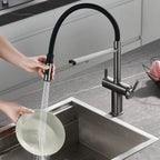 Dual-Output Pull-Out Kitchen Faucet – Filtered Water Tap, 360° Swivel Spray Head – KFB1098