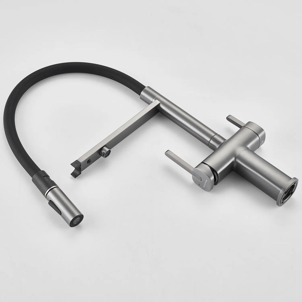 Dual-Output Pull-Out Kitchen Faucet – Filtered Water Tap, 360° Swivel Spray Head – KFB1098
