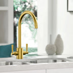 Dual-Handle High-Arc Swivel Kitchen Faucet – Spot-Free Finish, Solid Brass – KF1511