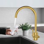 Dual-Handle High-Arc Swivel Kitchen Faucet – Spot-Free Finish, Solid Brass – KF1511