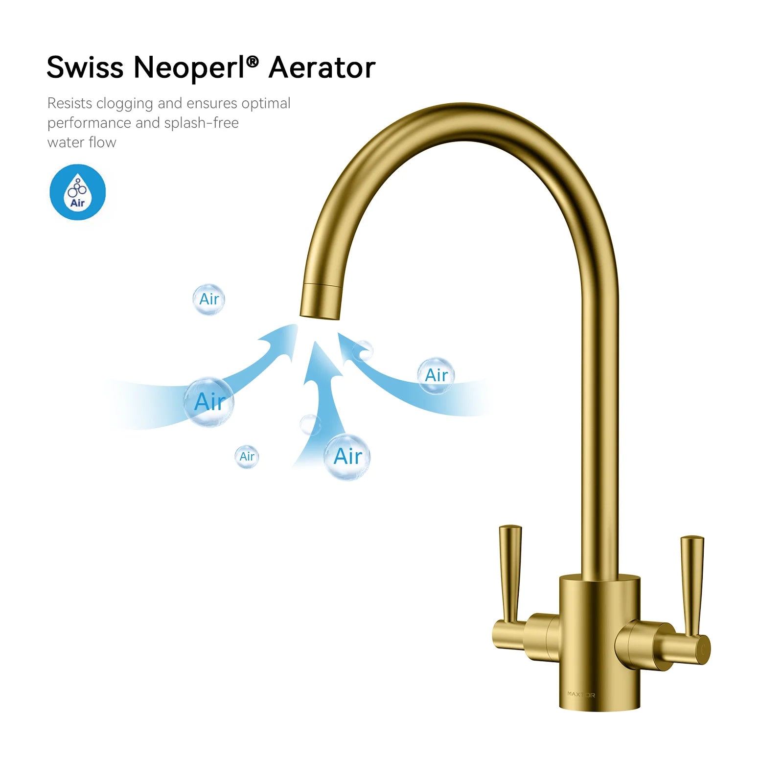 Dual-Handle High-Arc Swivel Kitchen Faucet – Spot-Free Finish, Solid Brass – KF1511