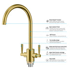 Dual-Handle High-Arc Swivel Kitchen Faucet – Spot-Free Finish, Solid Brass – KF1511