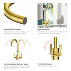 Dual-Handle High-Arc Swivel Kitchen Faucet – Spot-Free Finish, Solid Brass – KF1511