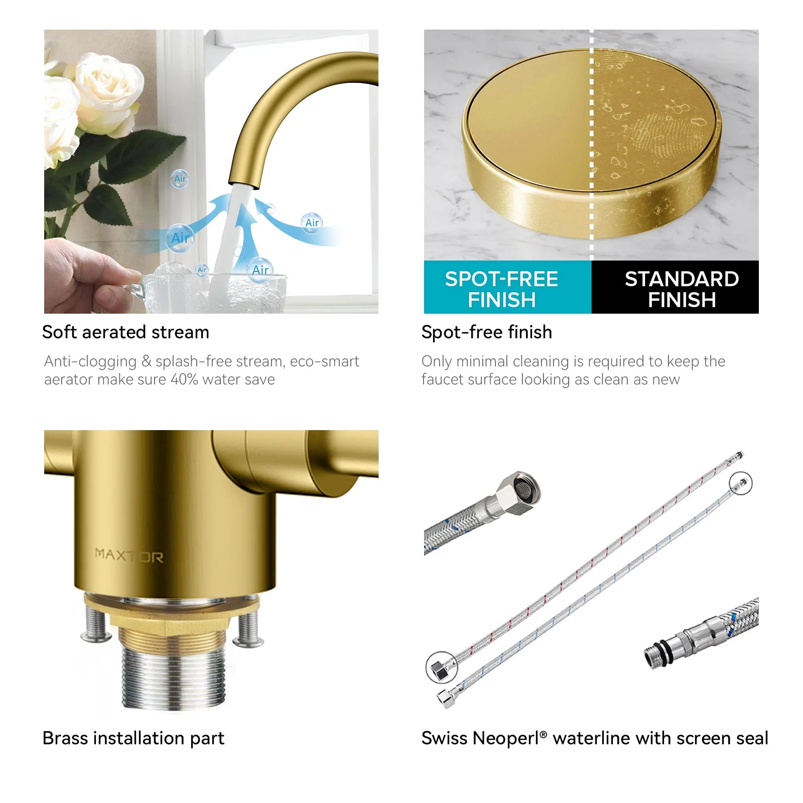 Dual-Handle High-Arc Swivel Kitchen Faucet – Spot-Free Finish, Solid Brass – KF1511