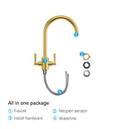Dual-Handle High-Arc Swivel Kitchen Faucet – Spot-Free Finish, Solid Brass – KF1511