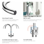 Dual-Handle High-Arc Swivel Kitchen Faucet – Spot-Free Finish, Solid Brass – KF1511