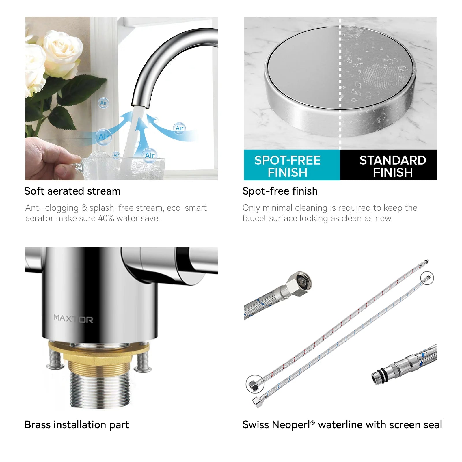 Dual-Handle High-Arc Swivel Kitchen Faucet – Spot-Free Finish, Solid Brass – KF1511