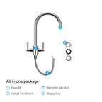 Dual-Handle High-Arc Swivel Kitchen Faucet – Spot-Free Finish, Solid Brass – KF1511