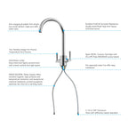 Dual-Handle High-Arc Swivel Kitchen Faucet – Spot-Free Finish, Solid Brass – KF1511