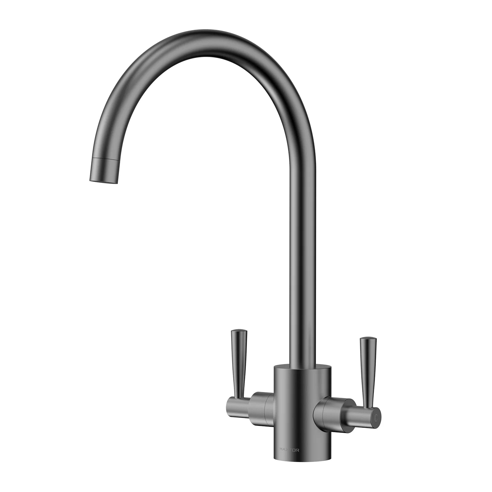 Dual-Handle High-Arc Swivel Kitchen Faucet – Spot-Free Finish, Solid Brass – KF1511 Brushed Gun Metal