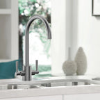 Dual-Handle High-Arc Swivel Kitchen Faucet – Spot-Free Finish, Solid Brass – KF1511