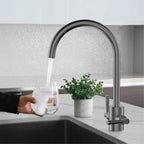 Dual-Handle High-Arc Swivel Kitchen Faucet – Spot-Free Finish, Solid Brass – KF1511