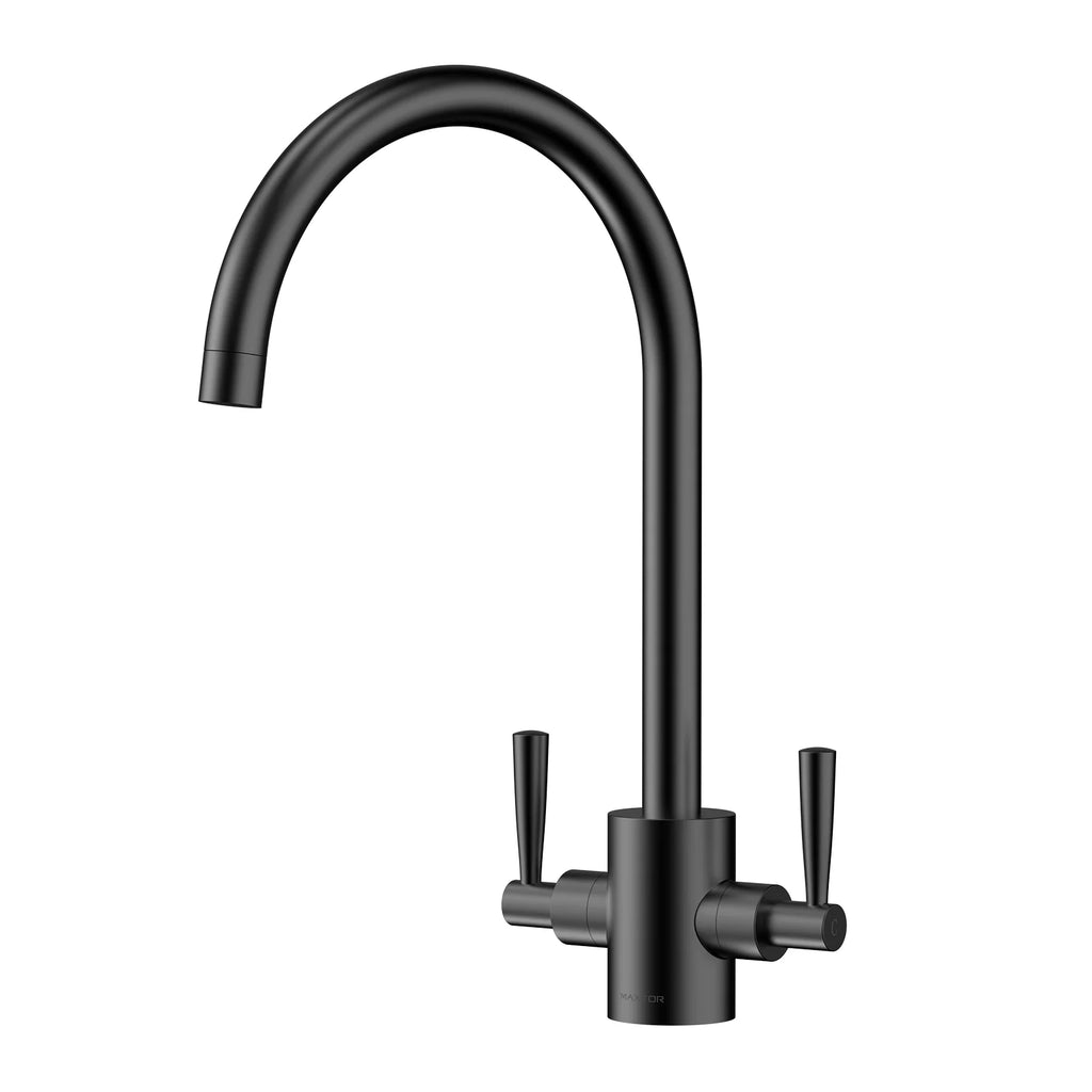 Dual-Handle High-Arc Swivel Kitchen Faucet – Spot-Free Finish, Solid Brass – KF1511 Matte Black
