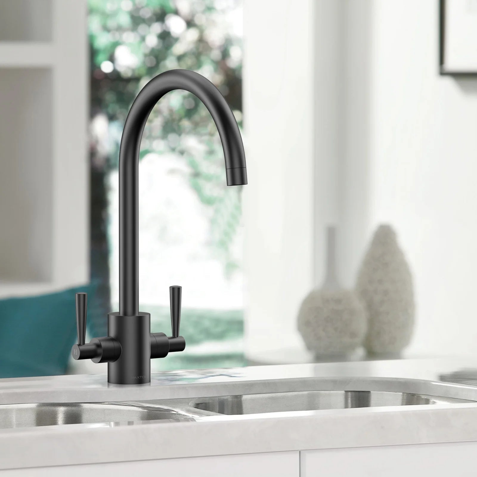 Dual-Handle High-Arc Swivel Kitchen Faucet – Spot-Free Finish, Solid Brass – KF1511