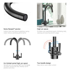 Dual-Handle High-Arc Swivel Kitchen Faucet – Spot-Free Finish, Solid Brass – KF1511